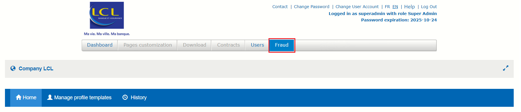 MEX image showing the Fraud tab