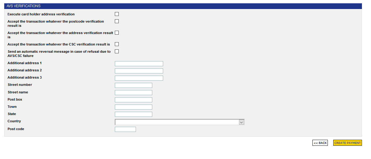 form with different address and activation fields