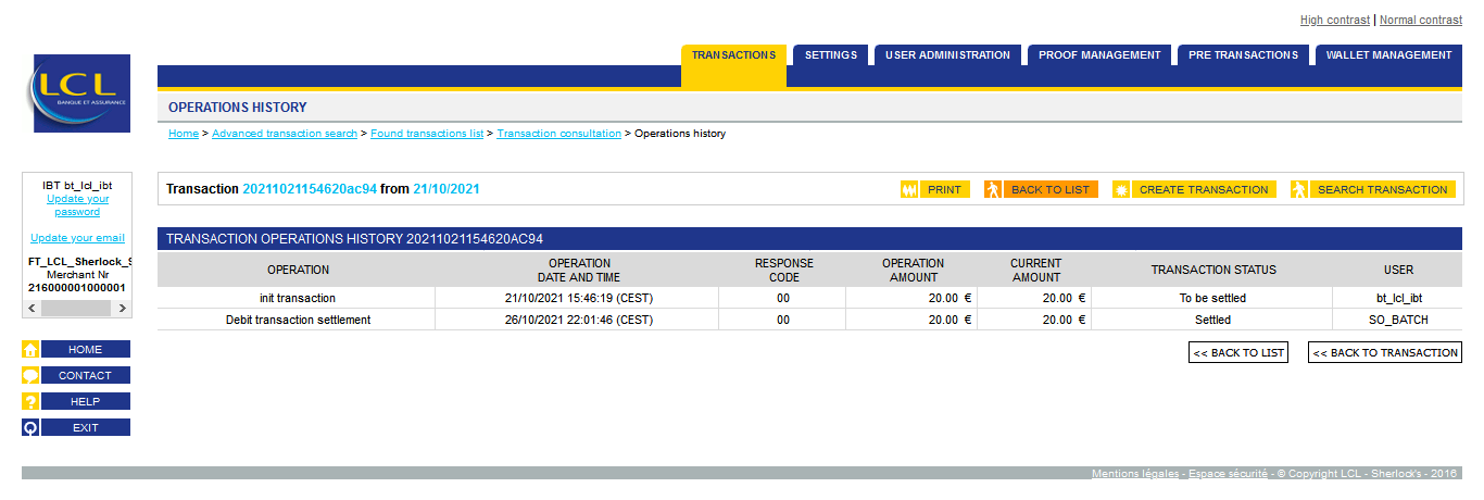 transaction operations history