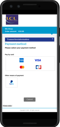 Payment method selection page 