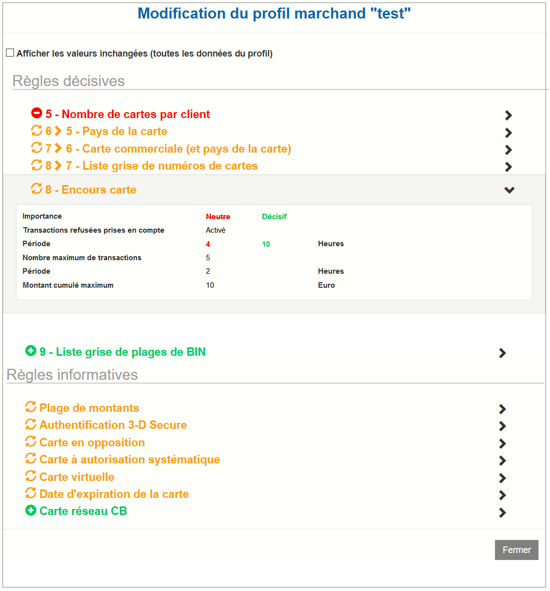 image montrant les modifications faites sur un profil