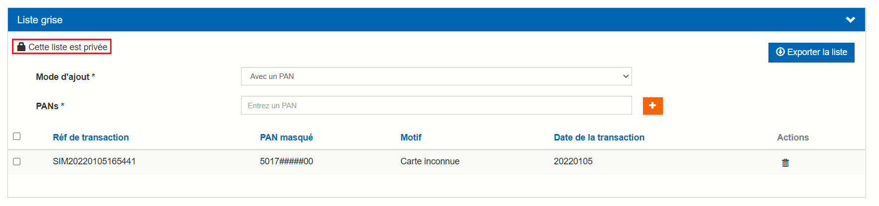 la phrase cette liste ou partagée ou cette liste est privée est affichée